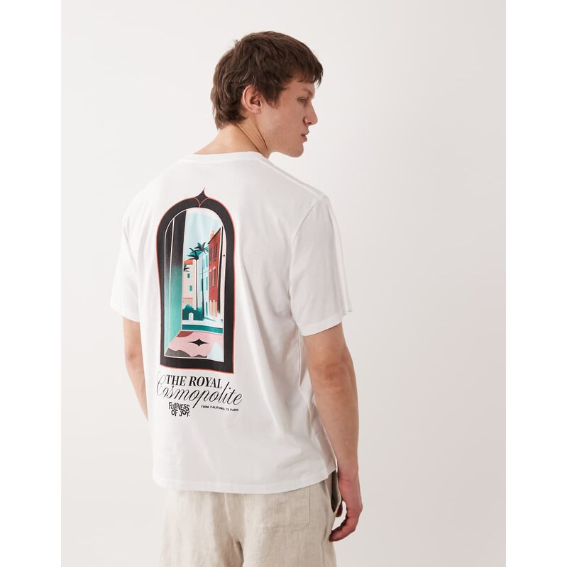 Jack & Jones scenic window back print in white