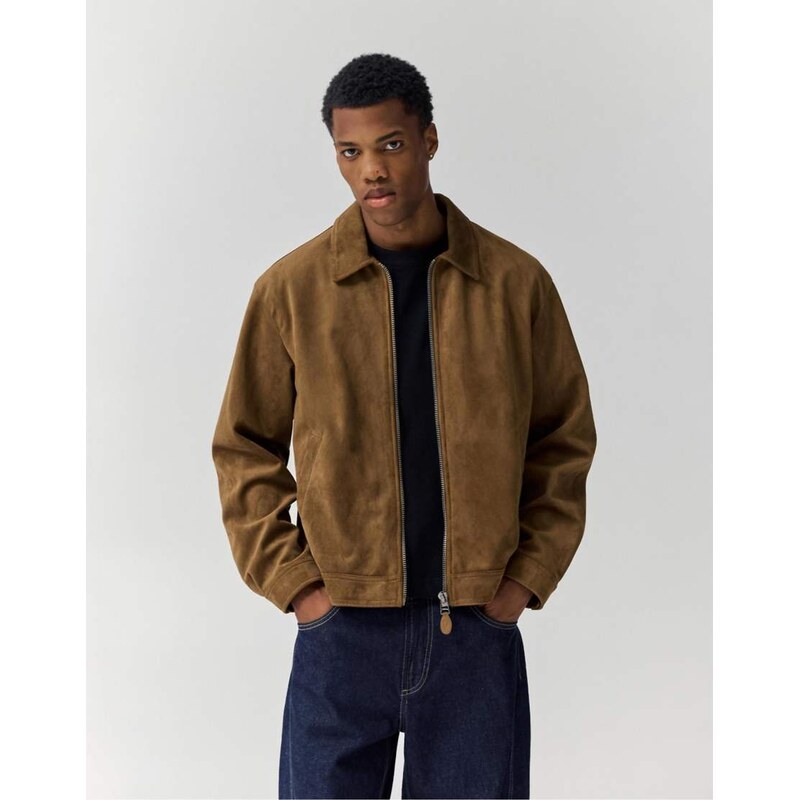 Pull&Bear Faux suede jacket in brown