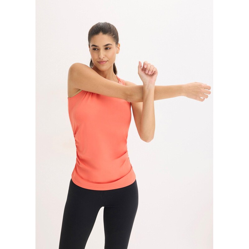 bonprix Sportovní top s řasením, rychleschnoucí červená Žena 114428955