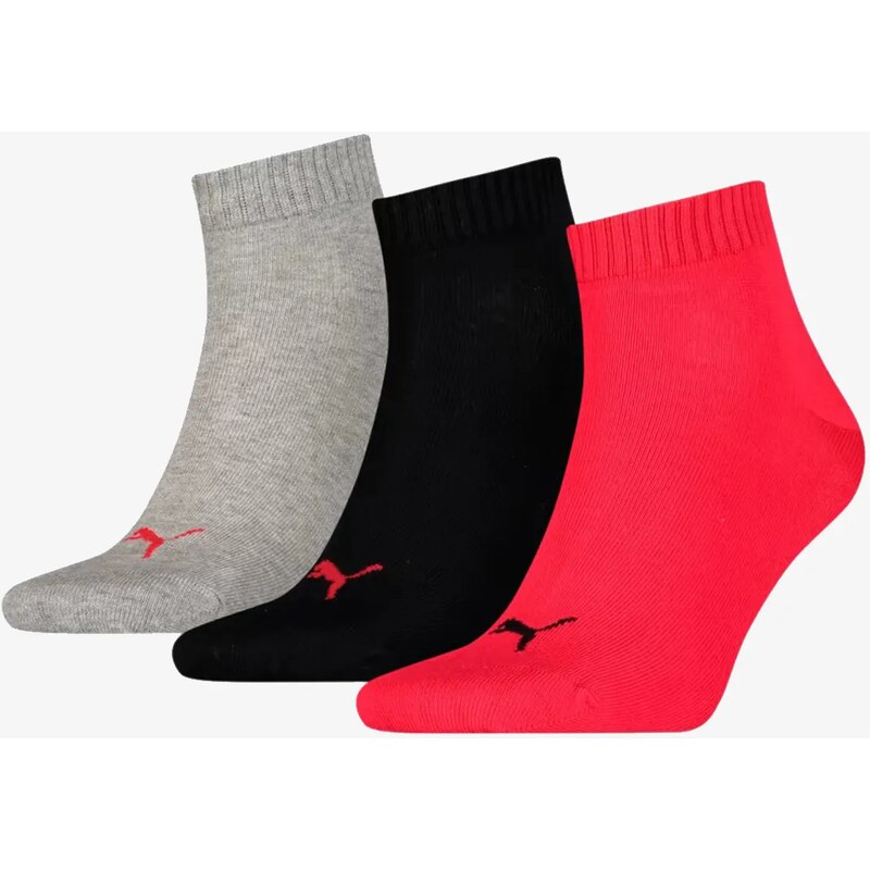Puma unisex quarter plain 3p socks MULTICOLOR