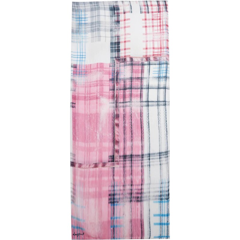Desigual Šála modrá / šedá / pitaya / bílá 114590472