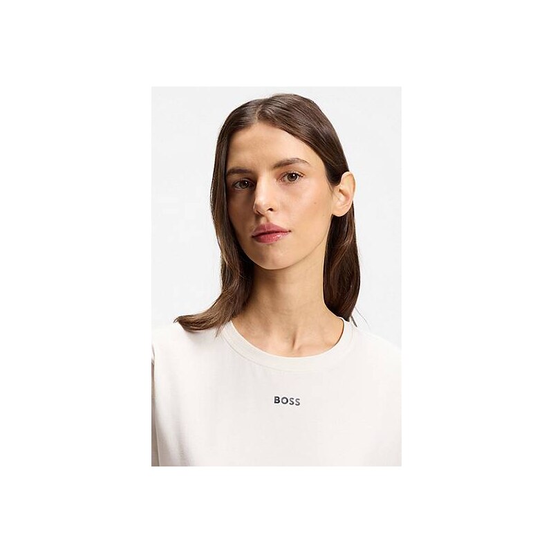 BOSS Stretch-cotton pyjama T-shirt with logo print 114160356
