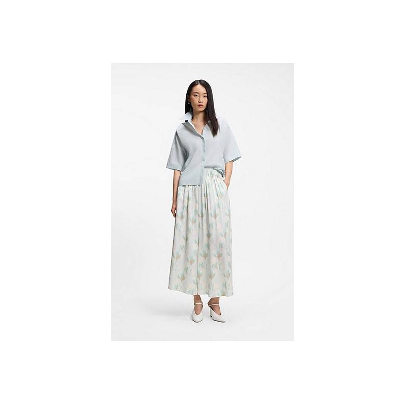 BOSS Relaxed-fit blouse in cotton poplin with point collar 114589010