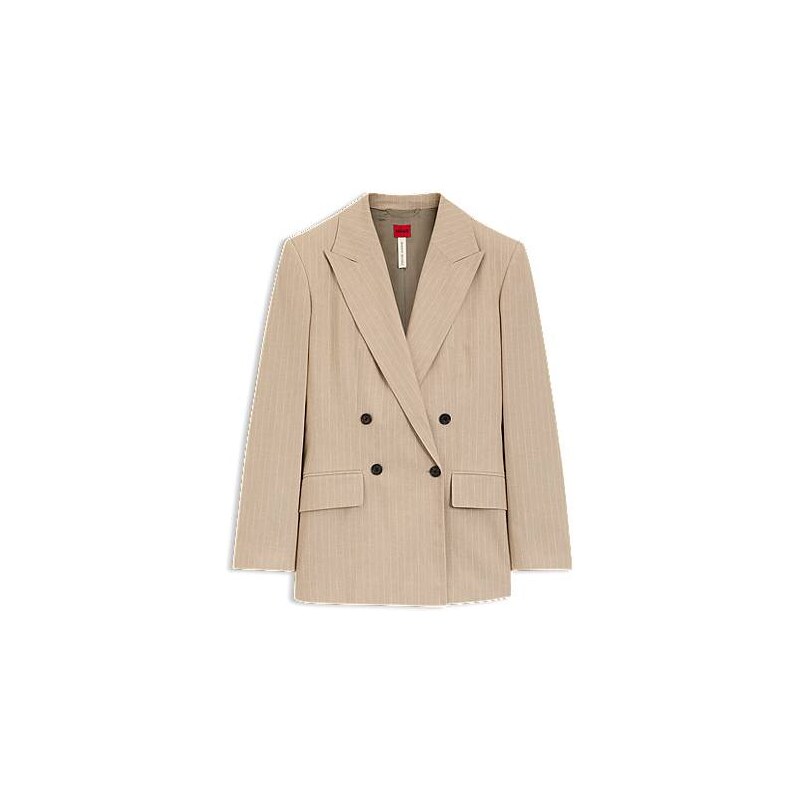 HUGO Regular-fit blazer in a pinstripe cotton blend 114854340
