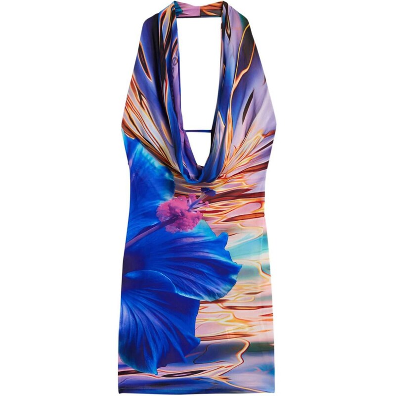Desigual Šaty písková / modrá / indigo / pink