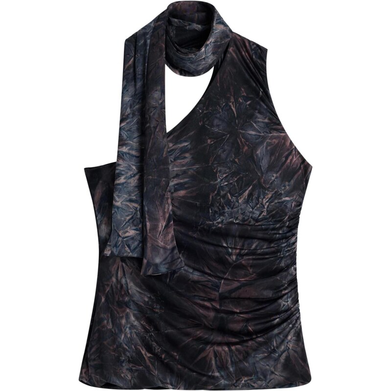 Desigual Top hnědá / fialová / černá / stříbrná