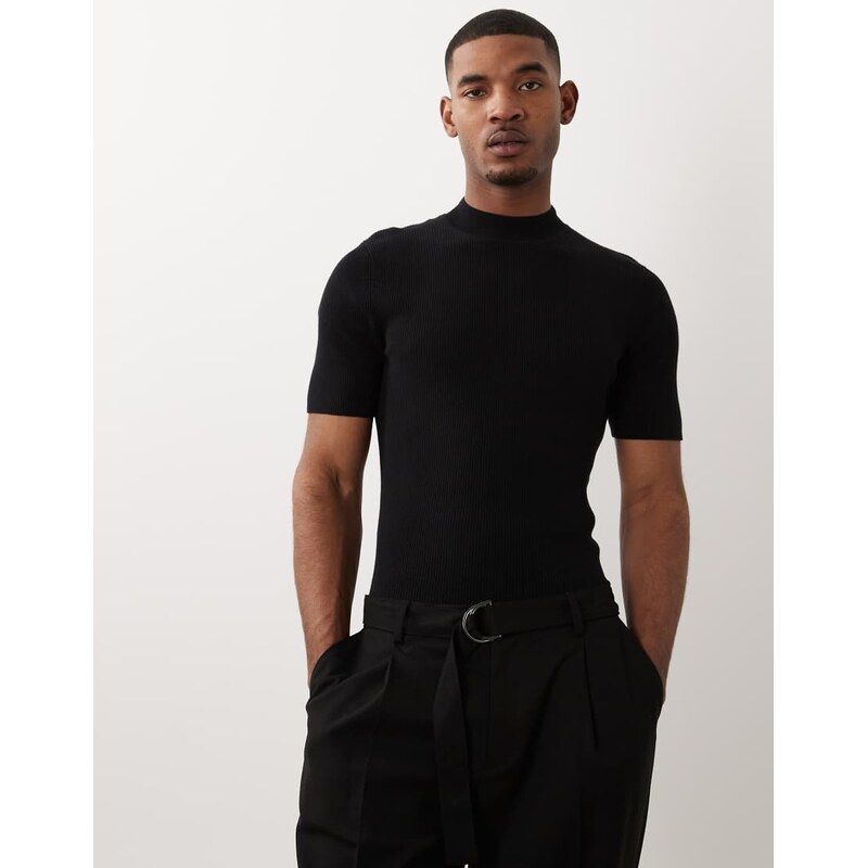 ASOS DESIGN Essential muscle-fit fine-rib knit turtle-neck in