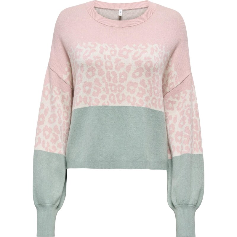 ONLY Svetr ONLLEONA nefritová / růžová / bílá
