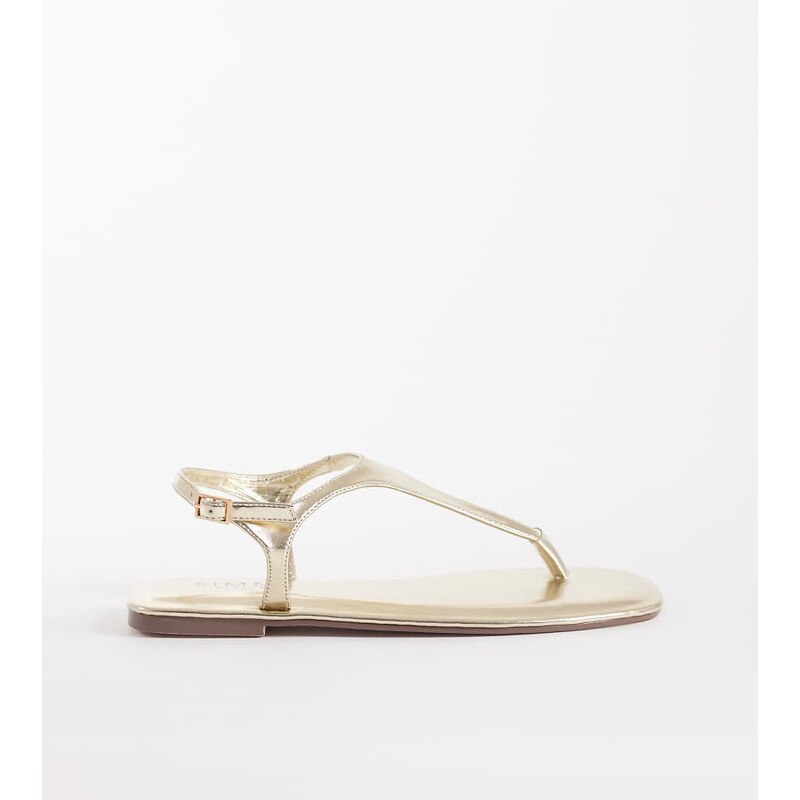 Simmi Wide Fit Simmi London Wide Fit Perry thong sandals in gold