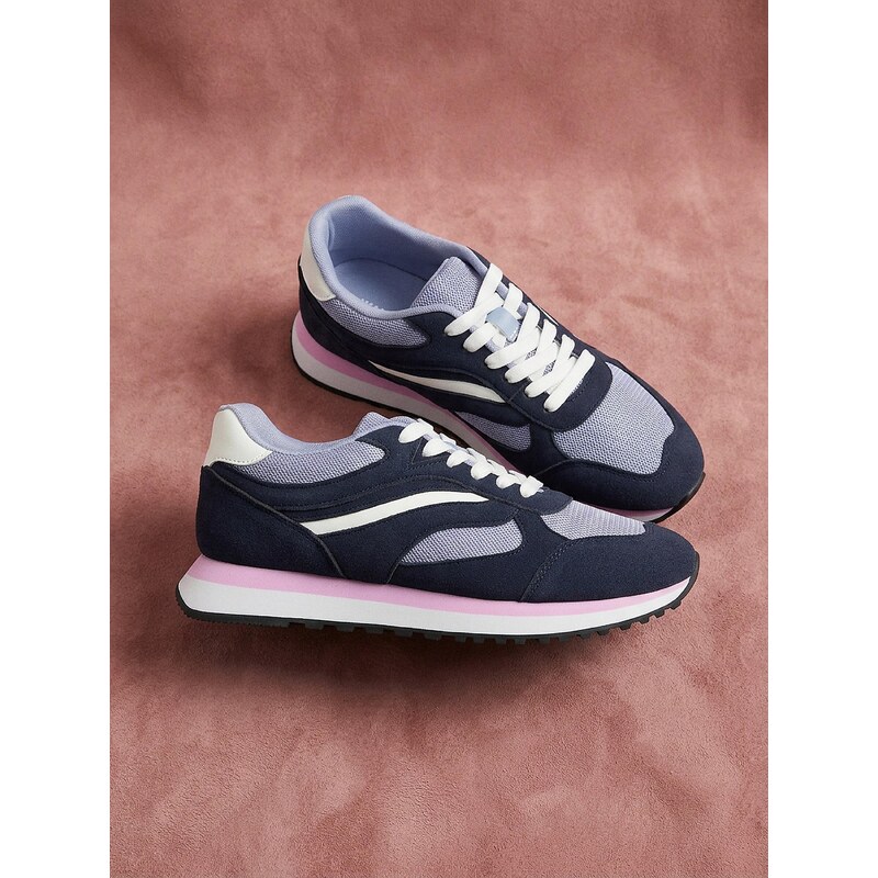 Sinsay - Sneakersy s prvky z imitace semiše - námořnická modrá 113366322
