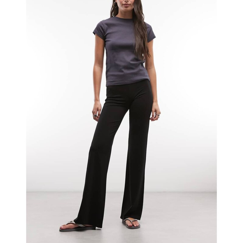 Weekday low rise waistband detail bootleg trousers in black