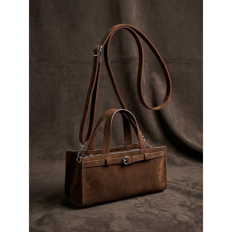 Sinsay - Crossbody kabelka z imitace semiše - hnědá 107886807