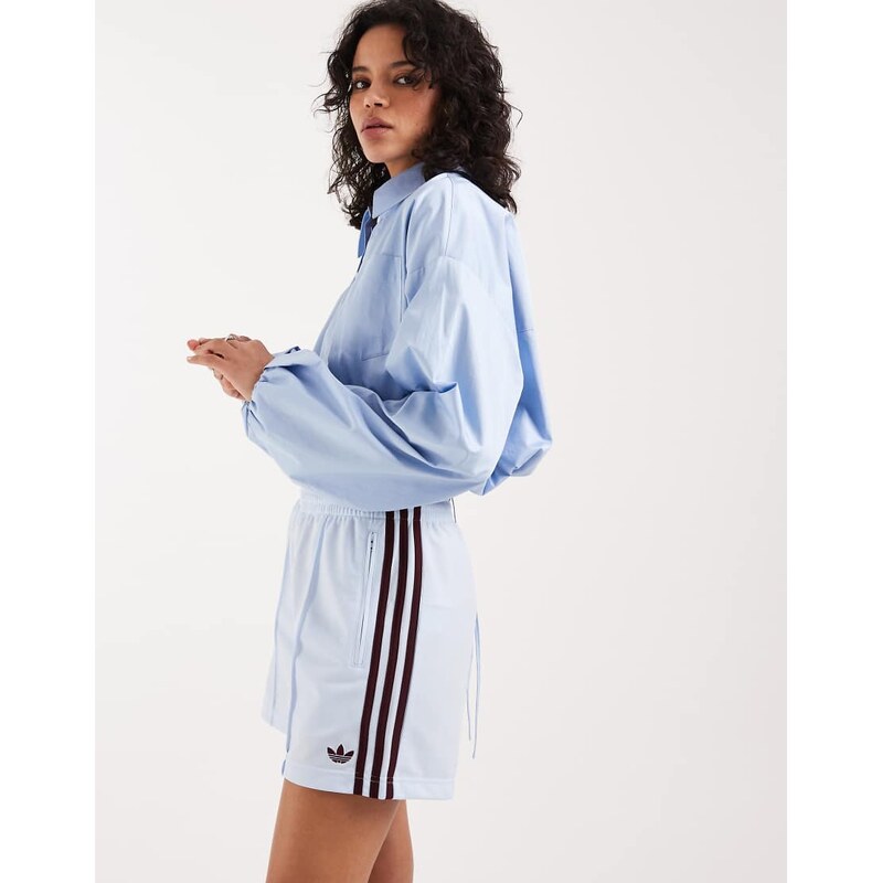 adidas Originals Firebird shorts in blue and maroon