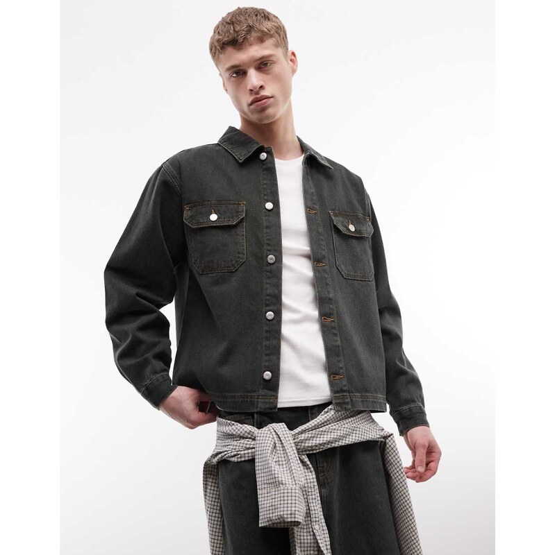 Reclaimed Vintage khaki denim jacket co-ord-Green