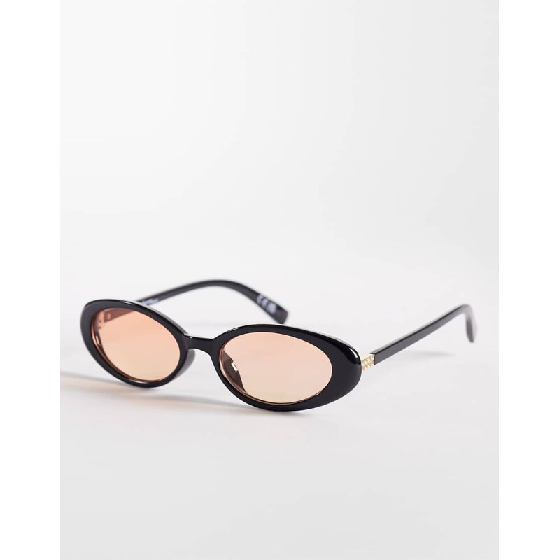 Jeepers Peepers oval sunglasses in black with peach lens