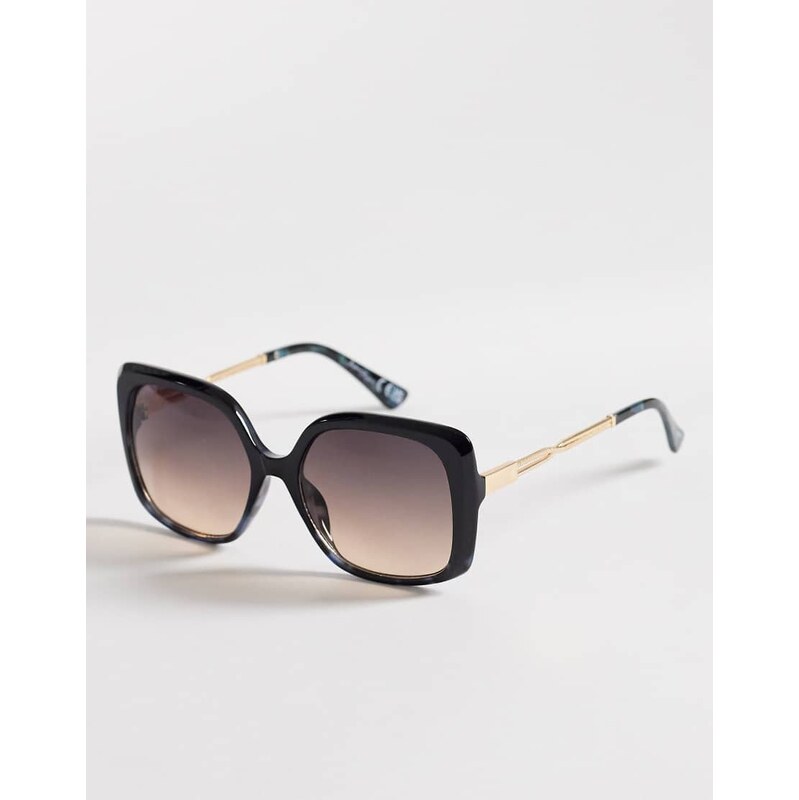 Jeepers Peepers large square sunglasses in black with brown gradient 114873474