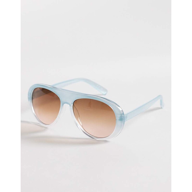 Jeepers Peepers flat top round sunglasses in pale blue with