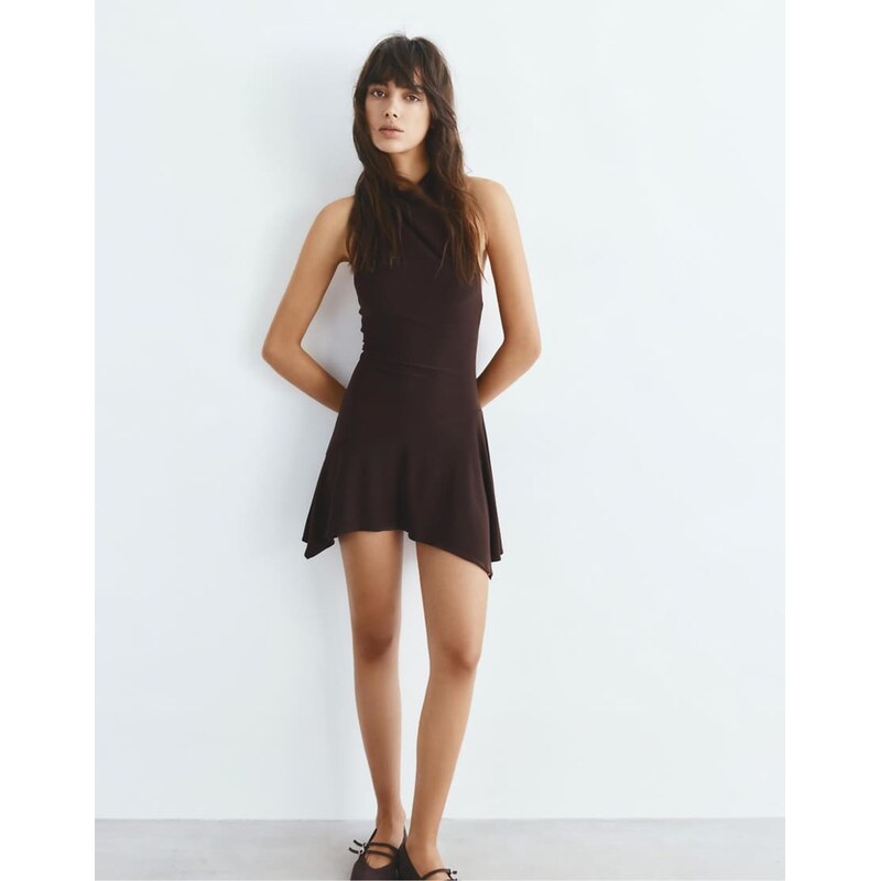 Pull&Bear Short halter dress in brown