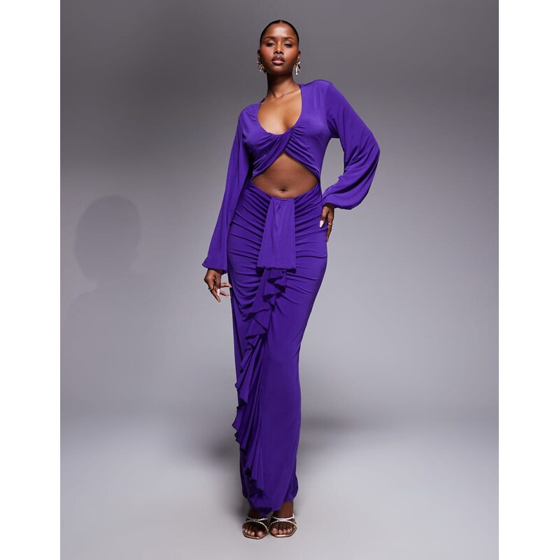 Ruched & Ready Entered The Chat balloon sleeve cut out detail