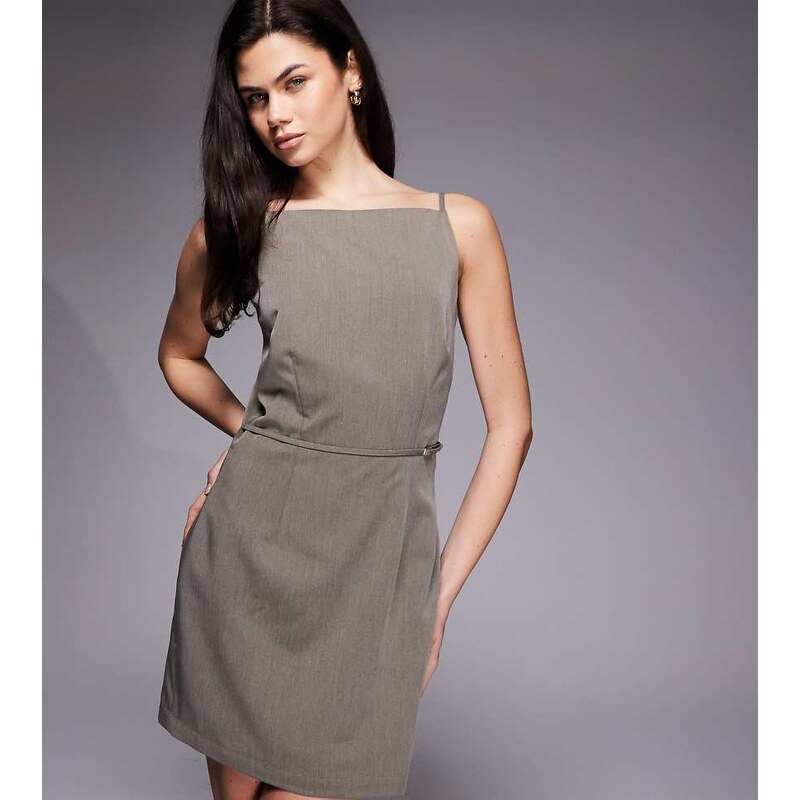 Kaiia exclusive 90s tailored square neck open back belted mini