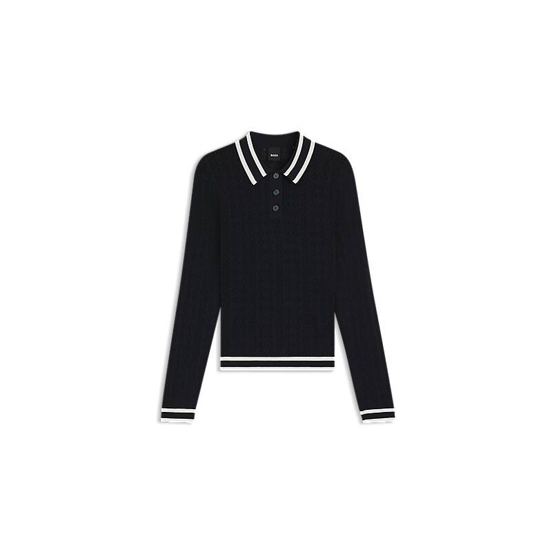 BOSS Equestrian ajour-knit polo with logo patch 114704892