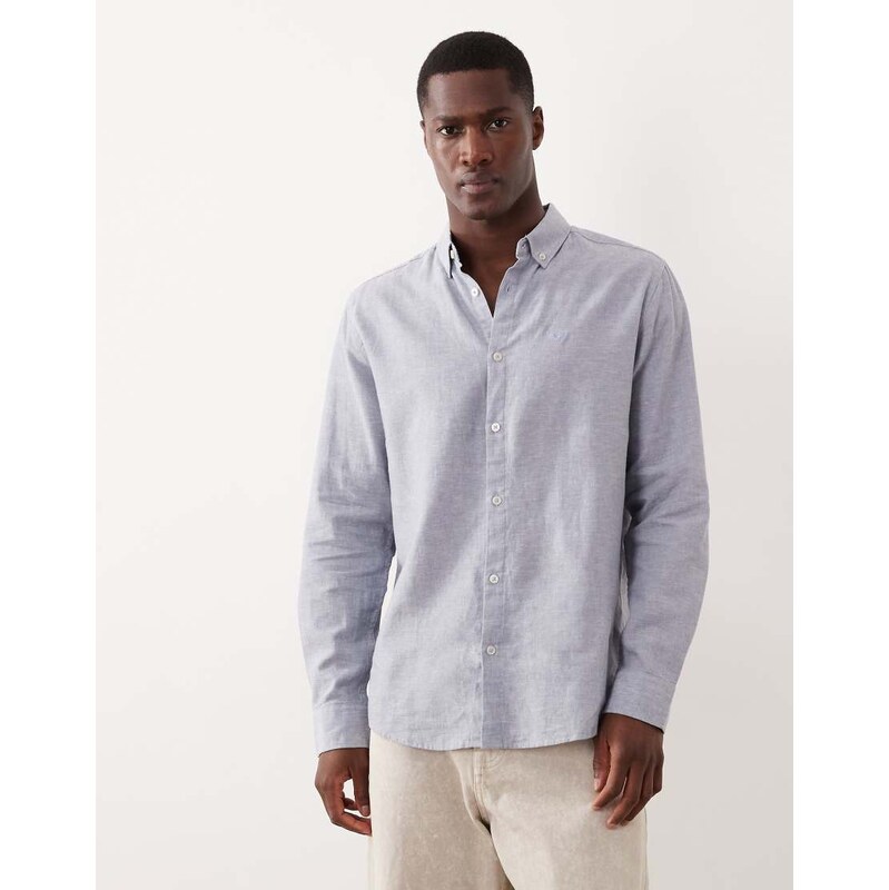 Threadbare long sleeve linen mix shirt in light blue