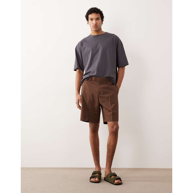 ASOS DESIGN tailored regular shorts in dark brown