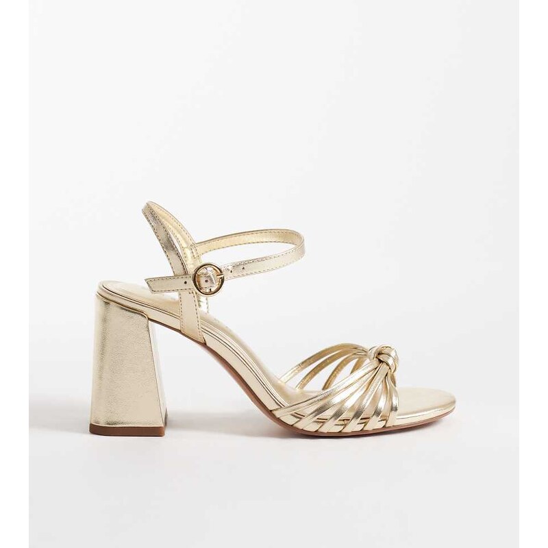 ASOS DESIGN Wide Fit Heron knotted block mid heel sandals in