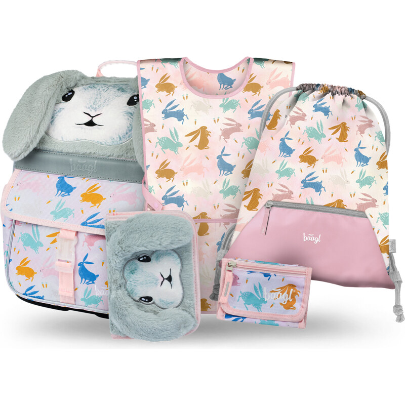 BAAGL SET 5 Zippy Bunny: aktovka, penál, sáček, zástěra,