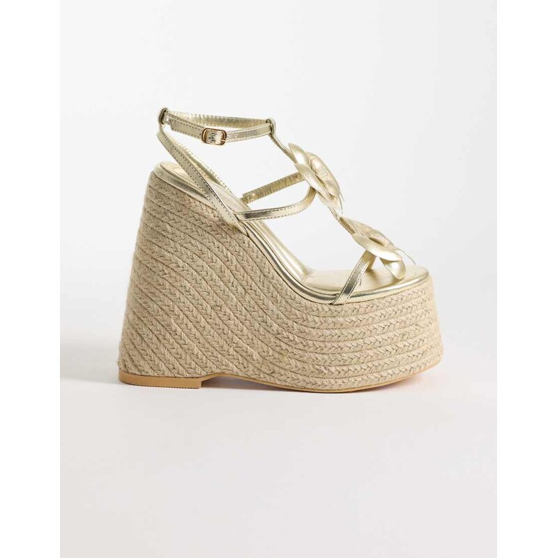 Azalea Wang Barossa espadrille wedge heeled sandals in gold 114821942