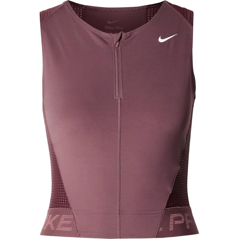 NIKE Sportovní top cyclam / burgundská červeň / bílá 114598806