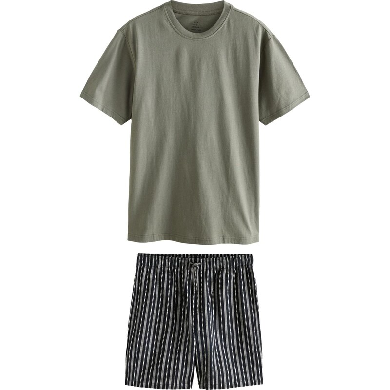 Next Pyžamo krátké tmavě modrá / olivová / bílá
