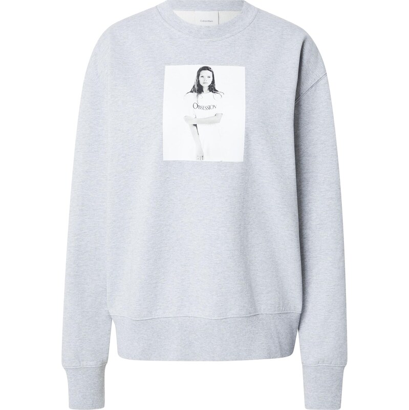 Calvin Klein Mikina 'KATE OBSESSION BOYFRIEND' šedý melír / černá / bílá