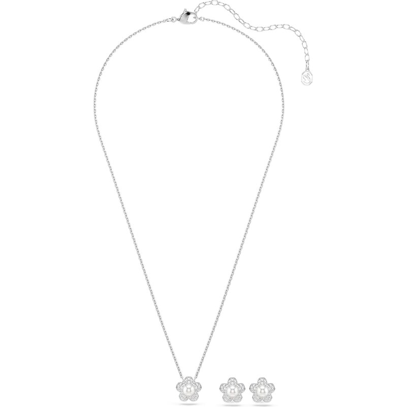 Swarovski Sada šperků stříbrná / průhledná / perlově bílá