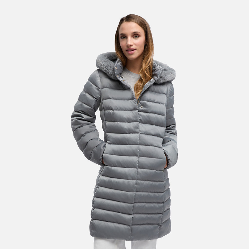 Šedá dámská péřová bunda Geox Bettanie 114603701