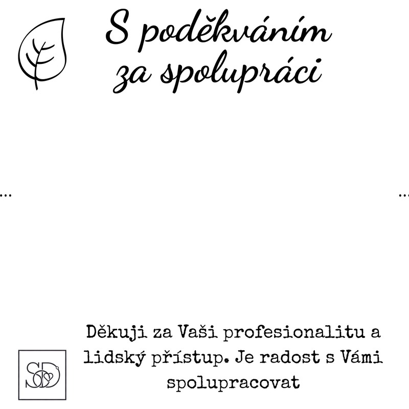 Dárková kartička „Za spolupráci“ – List. Srdcem darované 114603610
