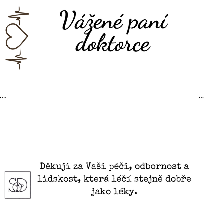 Dárková kartička „Vážené paní doktorce“ – Srdce a EKG. Srdcem darované 114603597