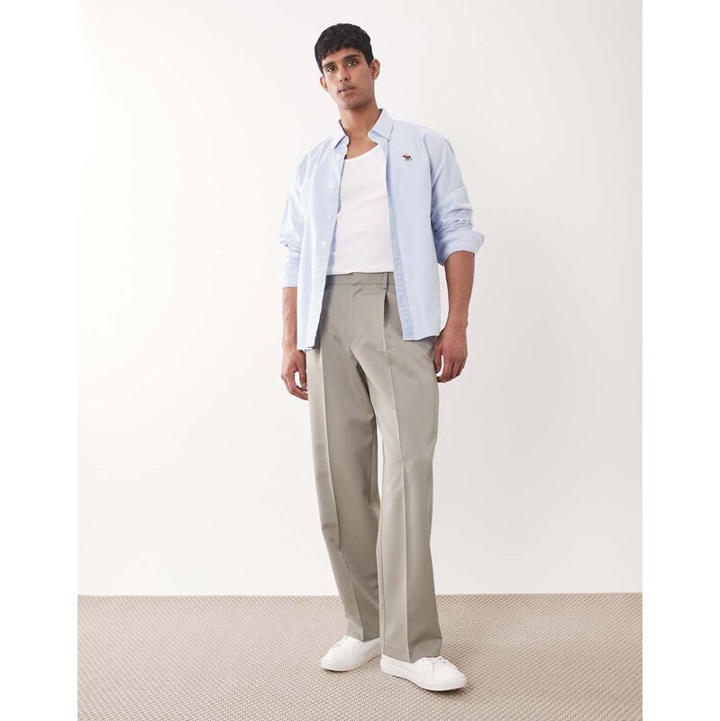 ASOS DESIGN tailored pleated wide leg trousers in sage green