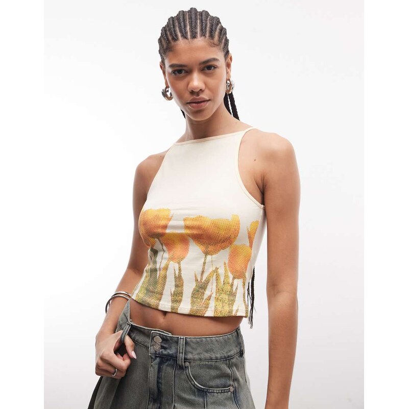 Motel buttermilk blurry print dudley top in buttermilk-Yellow 114942190