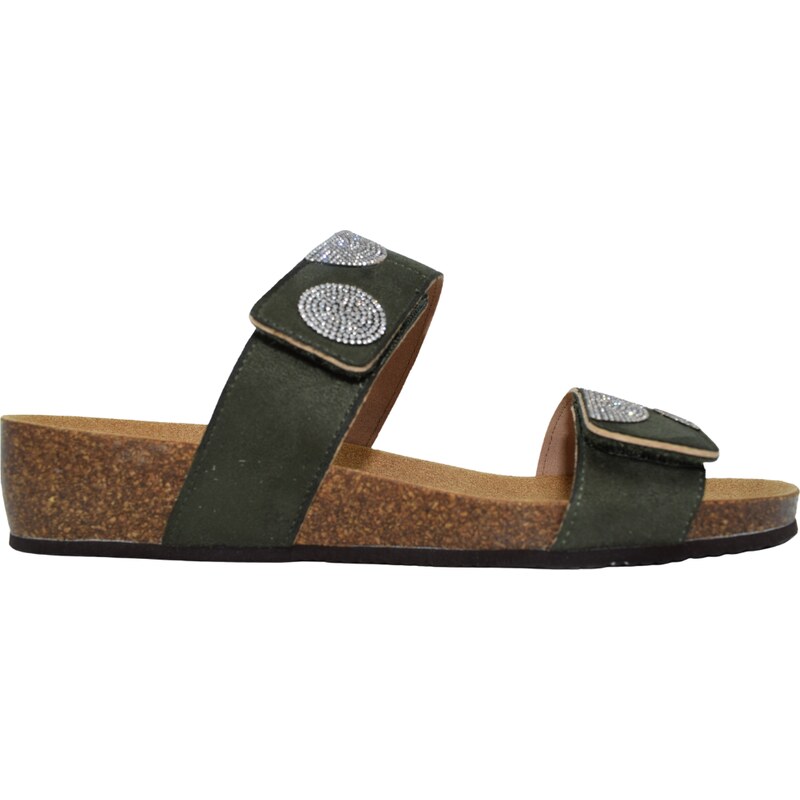 Scholl dámský pantofel DUBAI 2 STRAPS BIOPRONT zelený 90552916