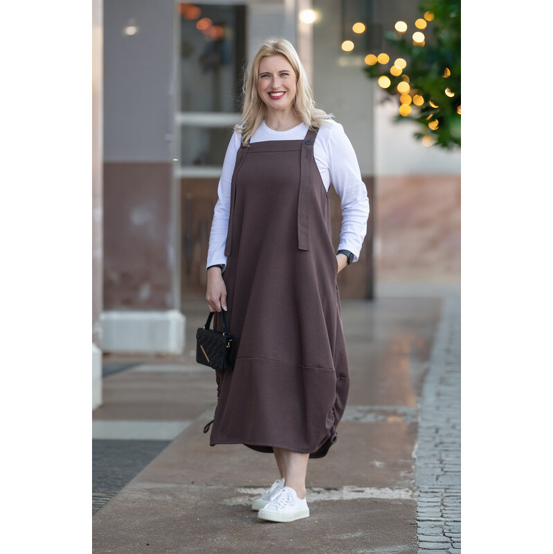 Italy fashion Šaty DOILE Barva: čokoládová, Velikost: UNI: L-2XL