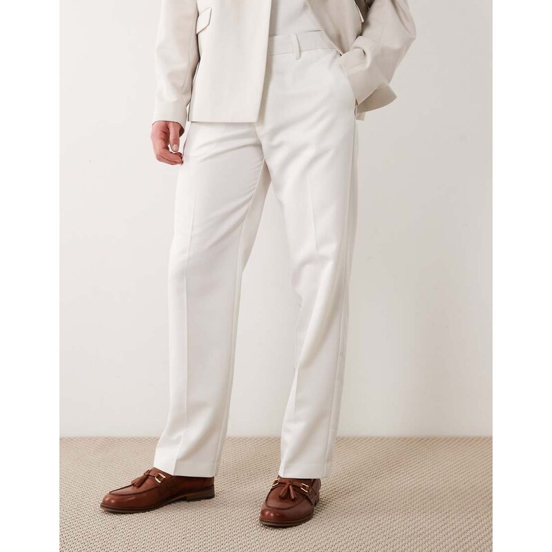 ASOS DESIGN tailored straight leg trousers in white