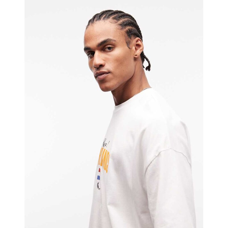 ASOS DESIGN oversized t-shirt with Netherlands football graphic in white