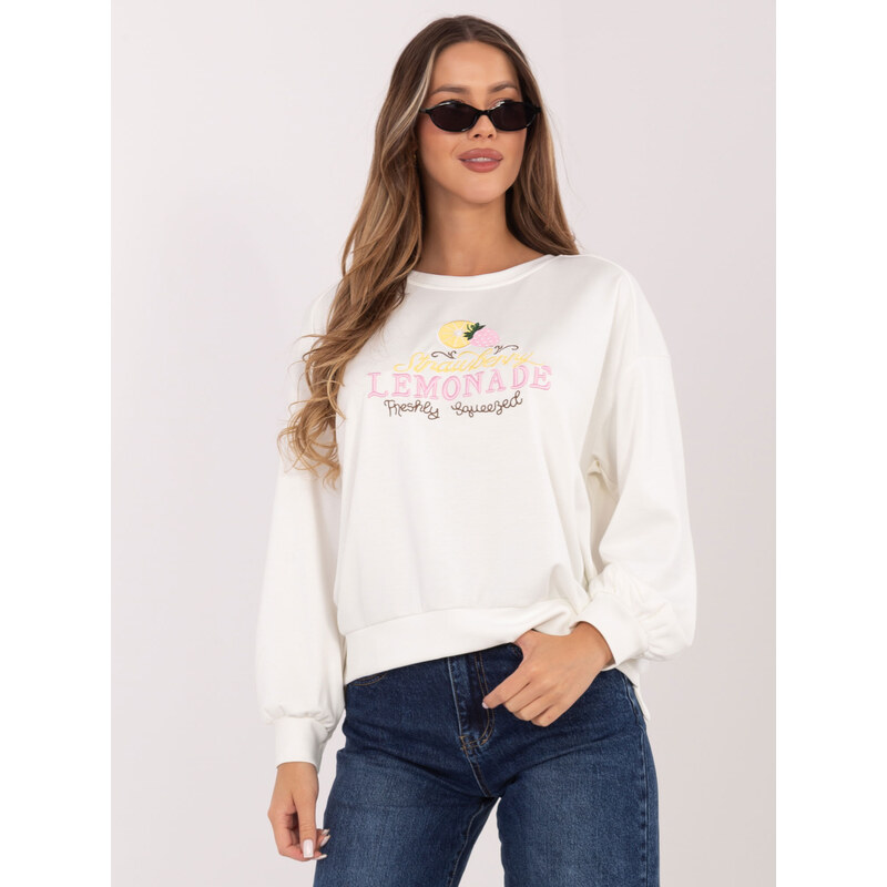 RUE PARIS Ecrú dámská blůza oversize s nápisy
