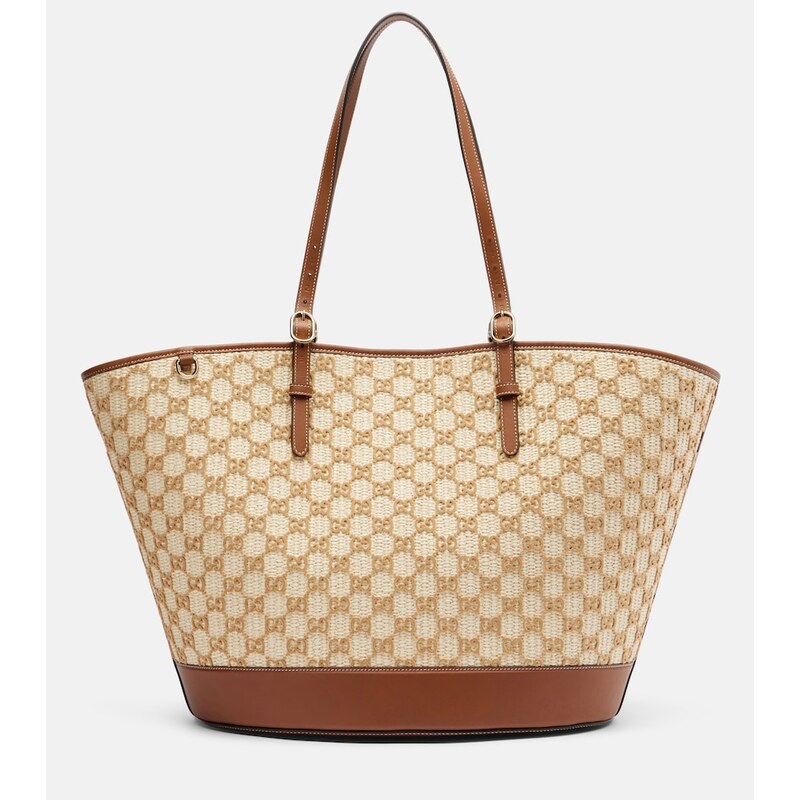 Gucci GG Large raffia-effect tote bag