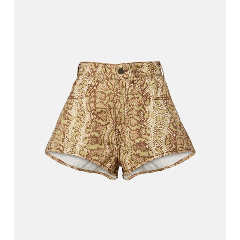 Alemais AlÃmais Boa snake-print denim shorts