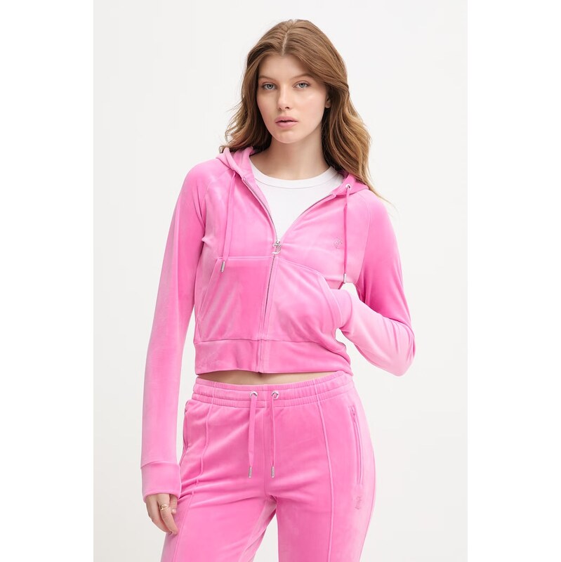 Juicy Couture mikina s kapucí dámská velurová MADISON COL OUT