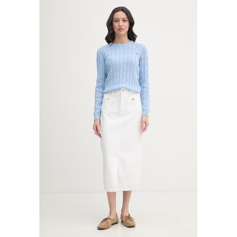 U.S. Polo Assn. svetr dámský bavlněný CREW NECK CABLE