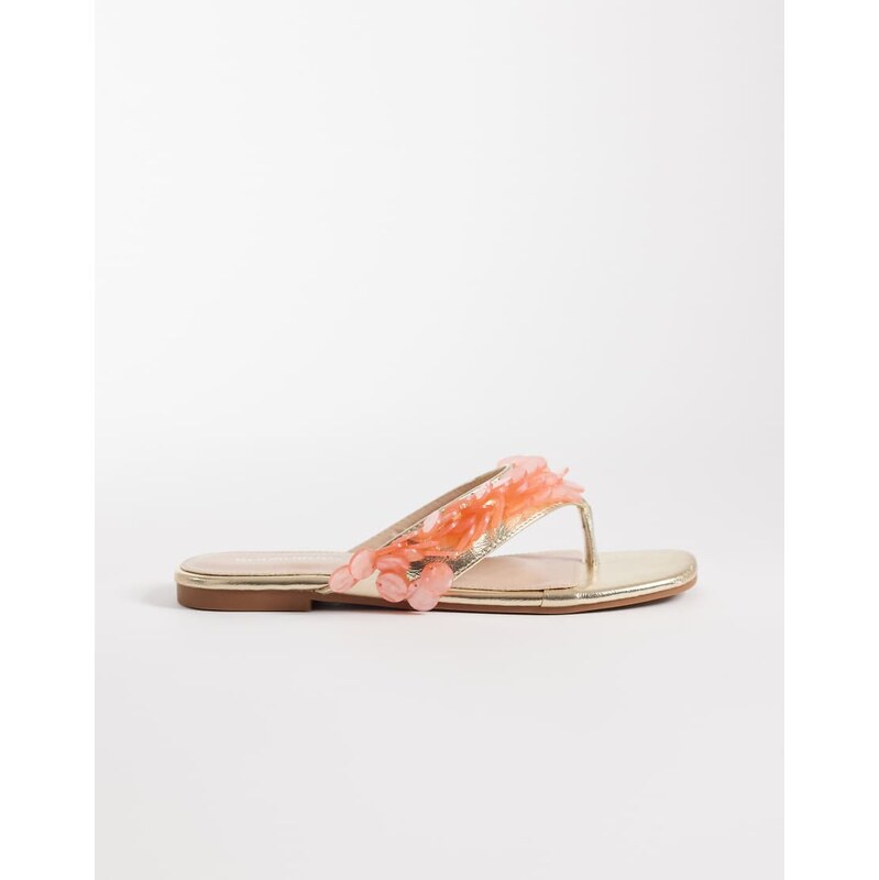 Glamorous flip flops with shell in coral-Orange 114962106