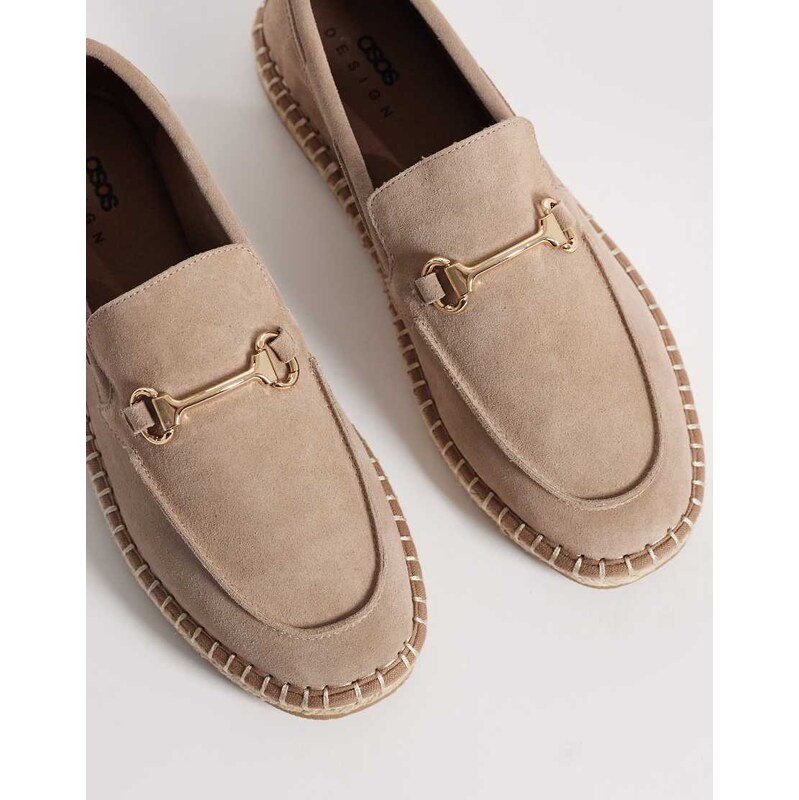 ASOS DESIGN espadrilles with snaffle in light grey suede